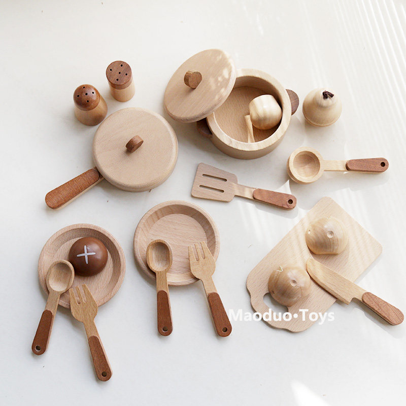 Kids Toys Kitchen Set - Conjunto de cozinha infantil de madeira